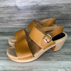 Cape Clogs Leather Adjustable Strap Sandals Hedda Tan Size 40 US 9.5-10